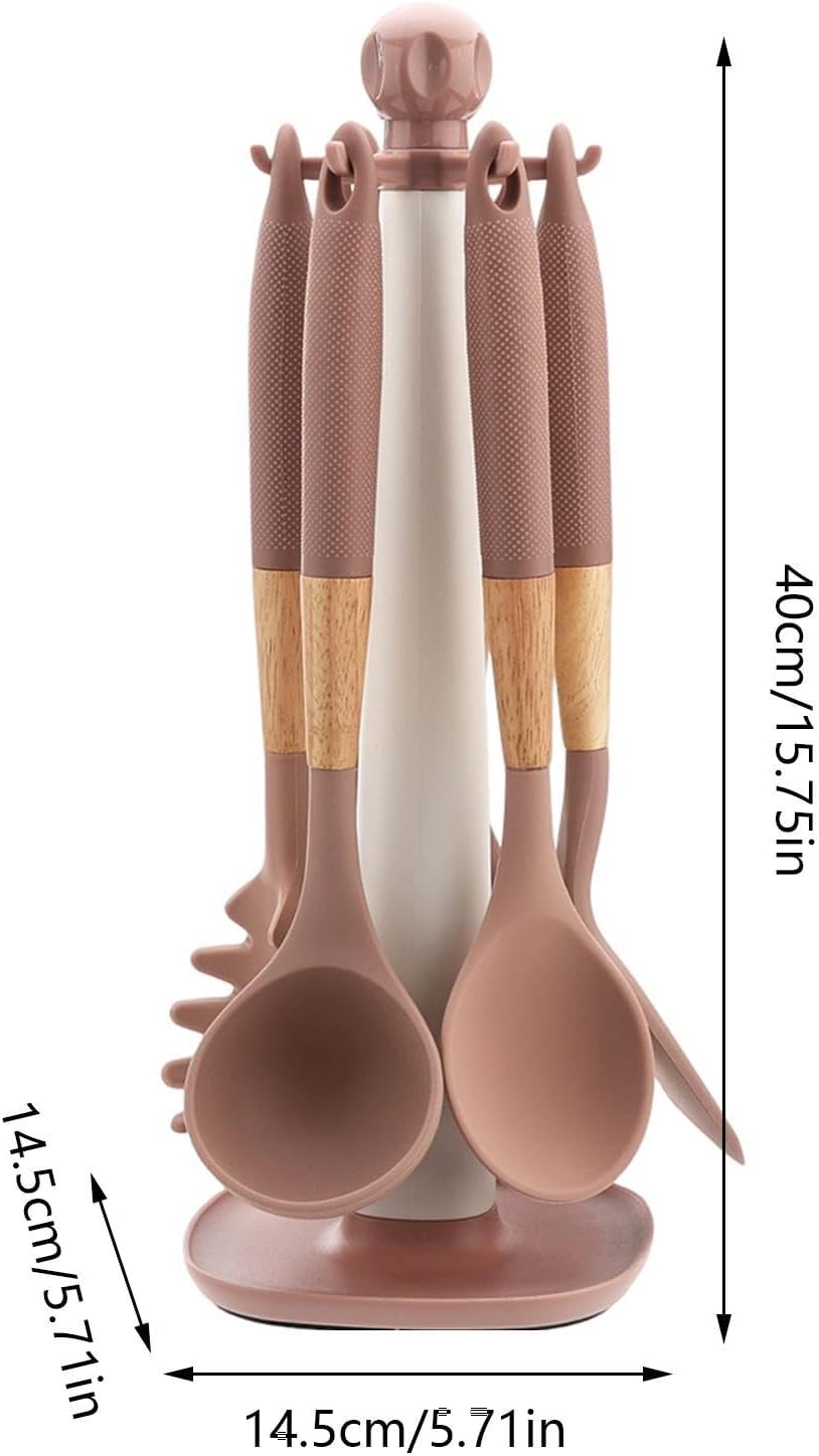 Cooking Utensils Set, With Holder, 1set, Silicone Kitchen Utensils Set, Silicone Spatulas, Food Grade Non Stick Coating Design, For Home Restaurant Camping