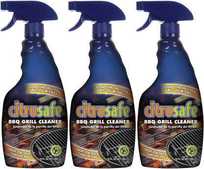 Grill Cleaning Spray - BBQ Grid and Grill Grate Cleanser by Citrusafe (3, 23oz)