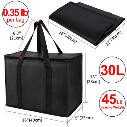 Insulated Food Delivery Bag, XXXL Insulated Reusable Grocery Cooler/Hot Bags, Tote Bag for Shopping/Travel/Doordash, Catering Bag Doordash 22x14x13, Black, 1-Pack