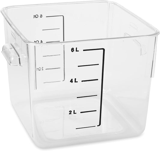Rubbermaid Commercial Products Space Saving Square Food Storage Container 6 Quart Clear for Kitchen/Sous Vide/Meal Prep