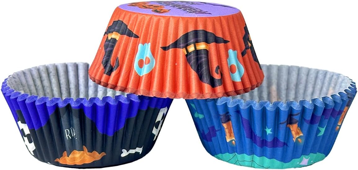 qiqee 300PCS Mini Gradient Cupcake Liners Cupcake Cups 6 Designs Blue Gradient Cupcake Papers Baking Cups Cupcake Wrappers (Small Size)