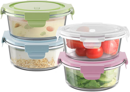 Freshmage 23oz Glass Meal Prep Containers with Lids, Airtight 3-Cup Glass Storage Containers Set, Heat-Resistant BPA-Free for Soup, Leftover, Microwave, Dishwasher, and Freezer Safe (6 Packs)