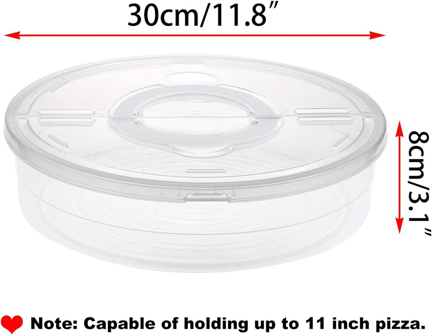 BTSKY Clear Plastic Pizza Container with Lid and Handle 12 Inch Round Pie Carrier with Lid Portable Pizza Keeper Reusable Food Storage Container for Cheese, Desserts, Holds up to 11 Inch Pie
