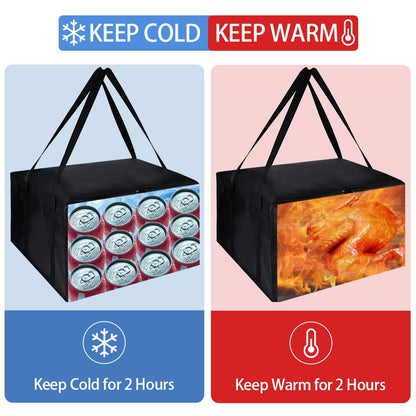 Insulated Food Delivery Bag, XXXL Insulated Reusable Grocery Cooler/Hot Bags, Tote Bag for Shopping/Travel/Doordash, Catering Bag Doordash 22x14x13, Black, 1-Pack