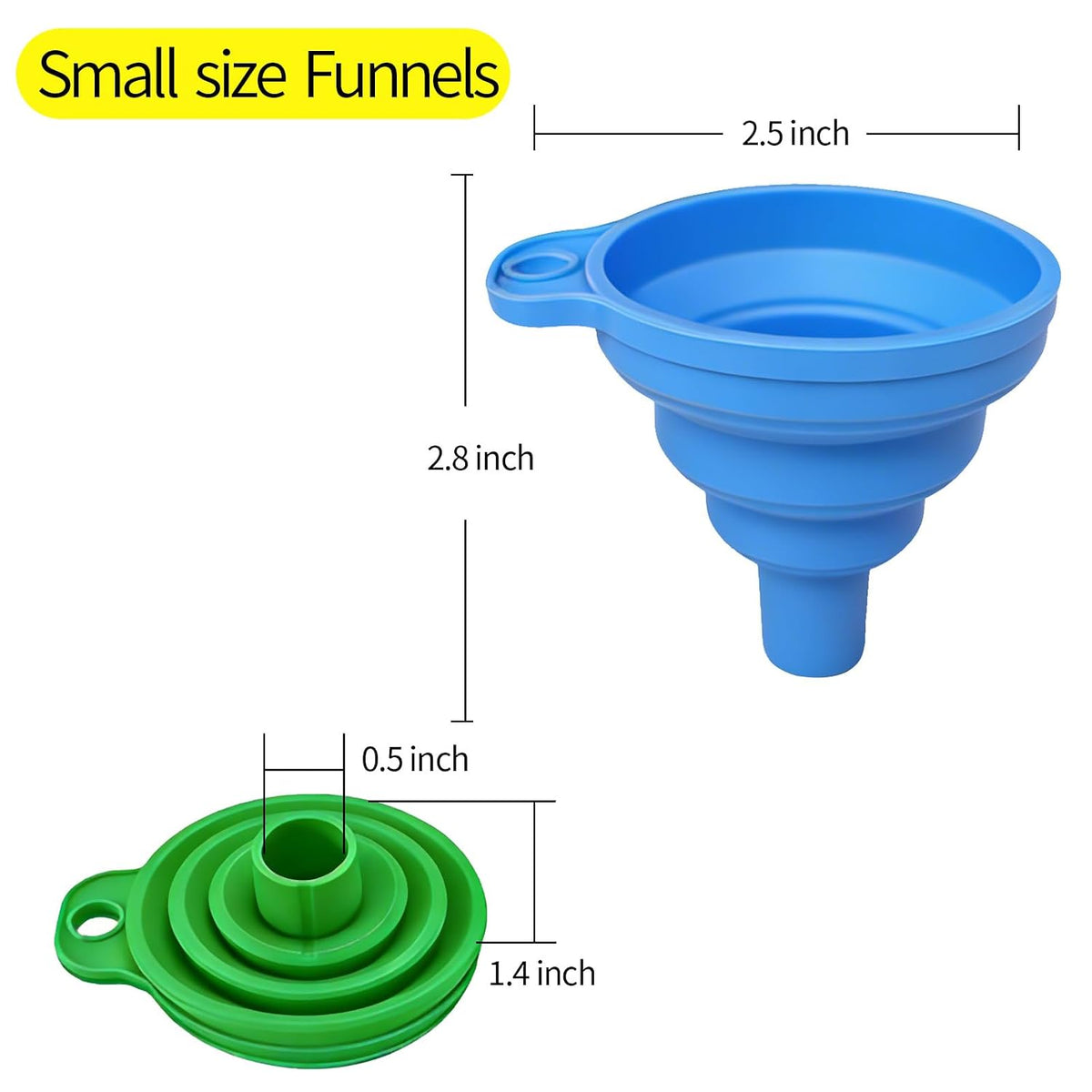 4-Pack Kitchen Funnel Set, Small and Large, Upgraded Kitchen Gadgets Accessories Foldable Silicone Collapsible Funnels for Filling Water Bottle Liquid Transfer Food Grade
