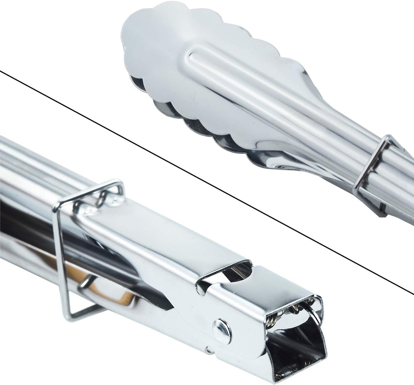 HINMAY Stainless Steel Serving Tongs Metal Cooking Tongs (9-Inch 3 Pieces)