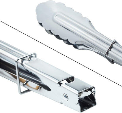 HINMAY Stainless Steel Serving Tongs Metal Cooking Tongs (9-Inch 3 Pieces)