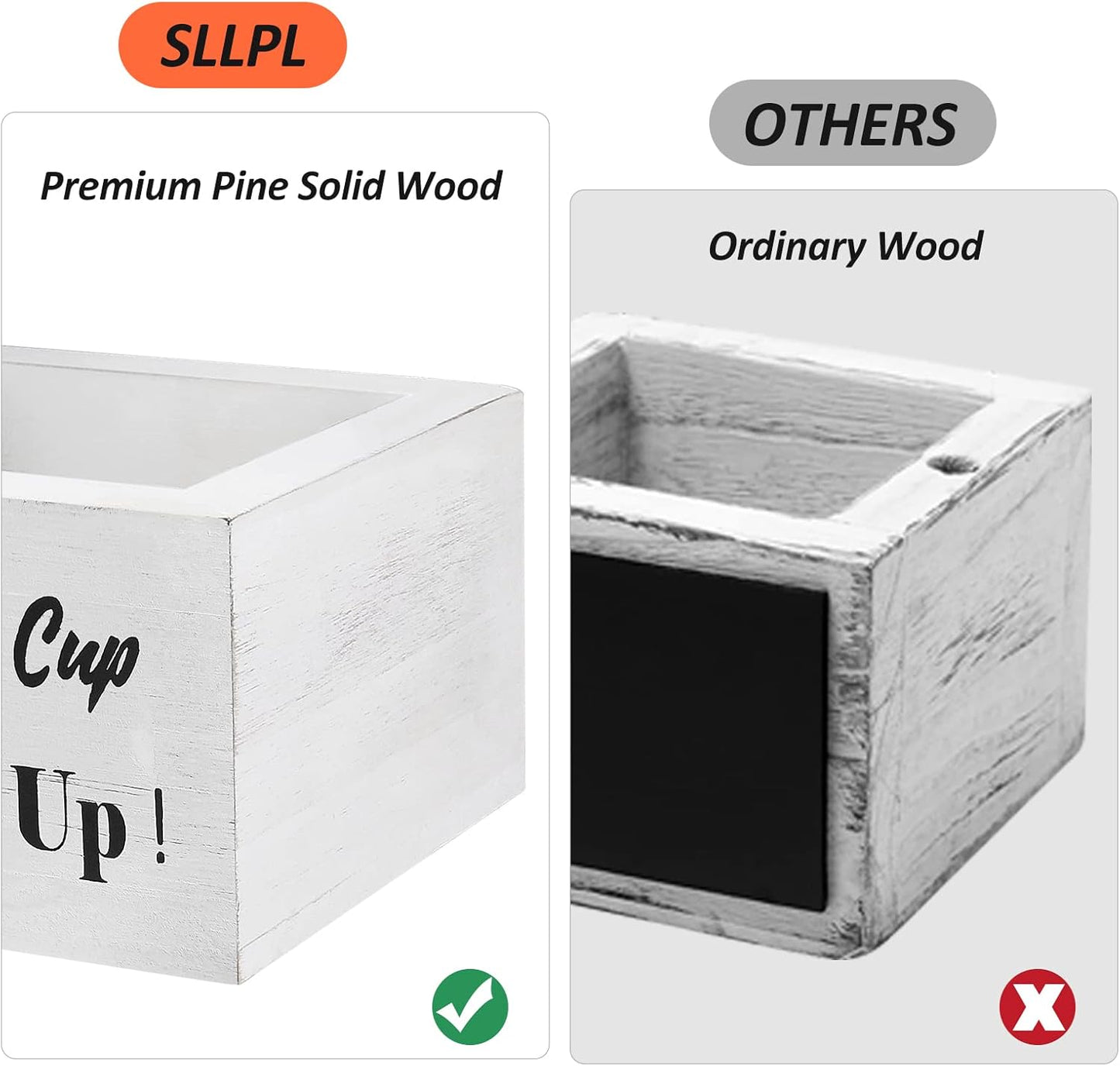 Wooden Cup Holder - Party Cup Holder with Marker Slot, Cup Holder for Party and Wedding, Rustic Disposable for Bar, Kitchen, Countertop, Home & Office, White