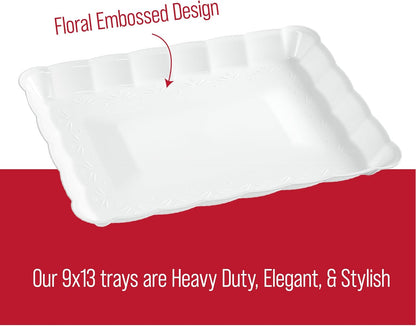 Plasticpro Plastic Serving Trays - Serving Platters Rectangle 9X13 Disposable Party Dish 4 Black Trays