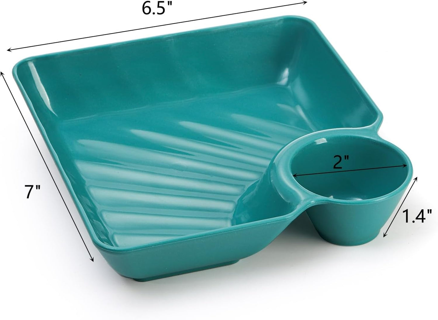 Lawei 12pcs Chip Dip Serving Platter Set, Plastic Dumpling Plates with Sauce Compartment, Square Serving Dish Sushi Plates, Small Dip Tray for Appetizer, Taco Salsa, Fruit, Charcuterie
