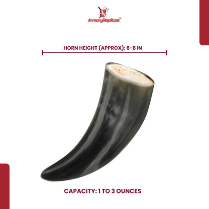 Armory Replicas™ 3-Piece Buffalo Drinking Horn Set – Handmade Natural Horn Cups with Earth Design, Viking Style Mead Ale Wine Cups for Feasts, Parties & Collectors