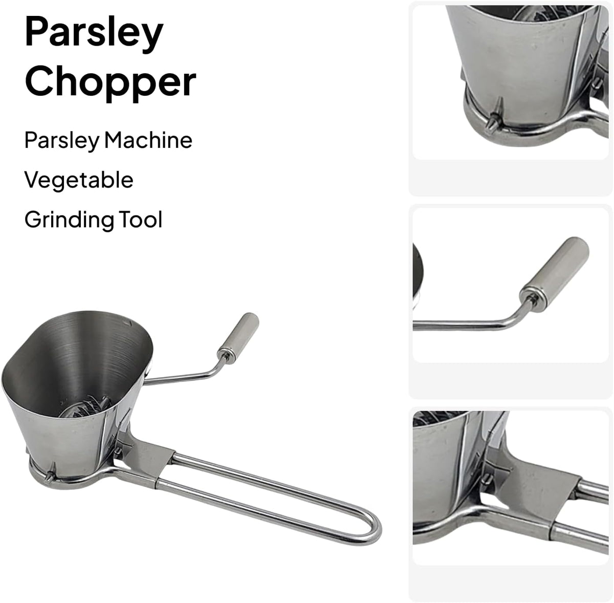 Fenteer Parsley Chopper, Parsley Shredder, Kitchen Handheld Coriander Onion Chopper, Lightweight Herbs Spices Grater, Stainless Steel Roller Mincer for Veggies/Garlic/Peppers/Ginger/Fruits/Nuts