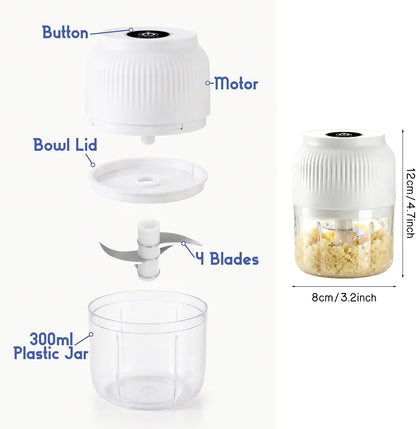 Electric Garlic Chopper, 2026 New Mini Food Processor & Food Chopper for Kitchen, Portable Cordless Garlic Mincer with 6 Stainless Steel Blades, Small Vegetable Chopper for Onion Salad (400ML Blue)