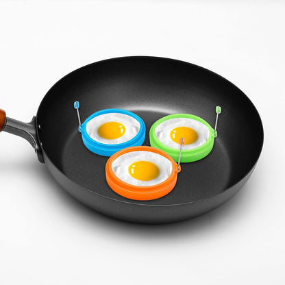8 Pack Silicone Egg Rings for Griddle, 4-Inch Non-Stick Pancake Molds