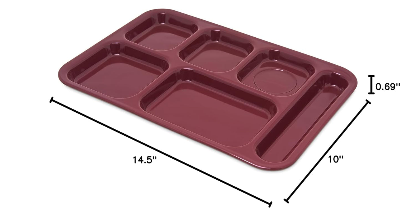 Carlisle FoodService Products Melamine Lunch Tray with 4 Compartments, Right Handed Cafeteria Tray with Divided Compartments for Food, 10" x 9.75", Dark Blue