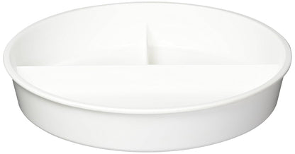 Sammons Preston High-Sided Divided Dish, White, Break-Resistant & Lightweight Polypropylene Plastic, 10" Diameter, 1.75" High Vertical Sides & 7/8" Section Dividers, Includes Lid for Travel & Storage