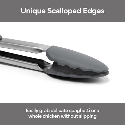 Misen Kitchen Tongs - Dishwasher Safe, Heavy Duty - Precision Stainless Steel Grilling Tool - Heat Resistant - Perfect for Serving and Air Frying - 13 Inch | Gray