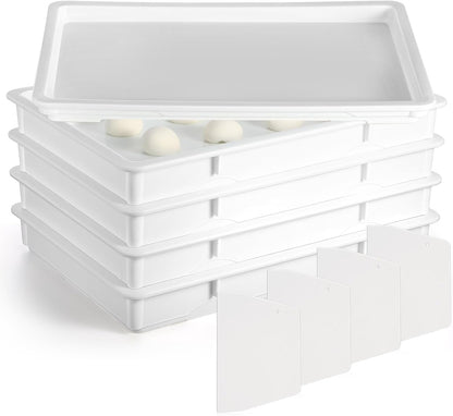 4 Pcs Pizza Dough Proofing Containers Stackable Proofing Box with Lids