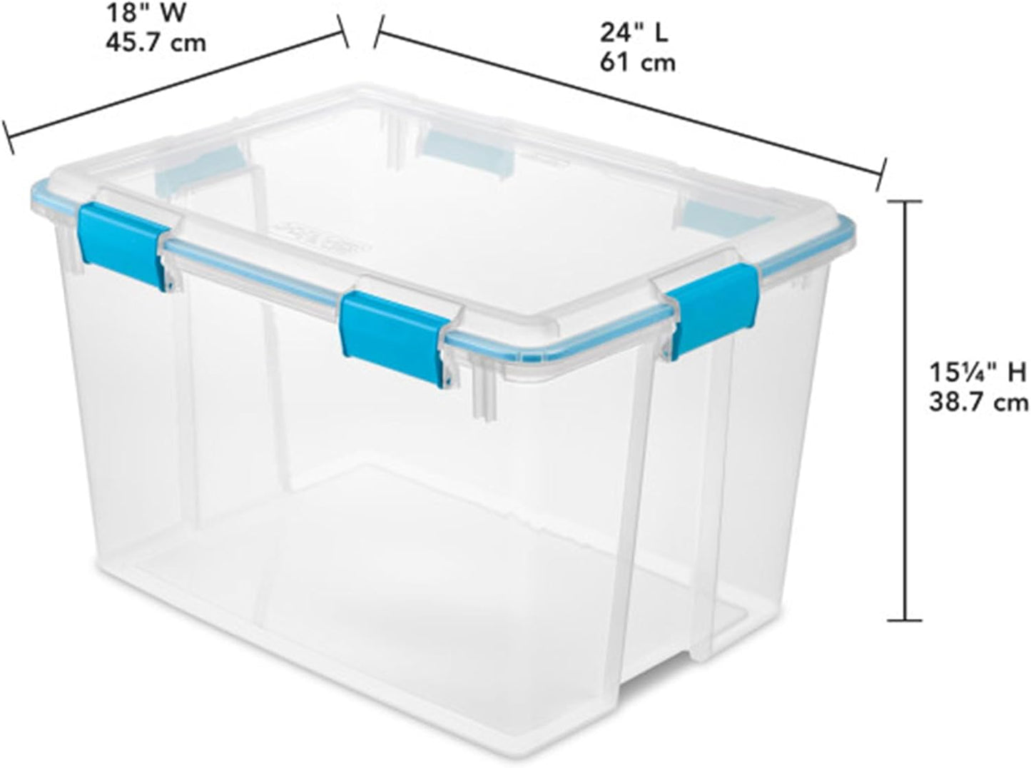 Sterilite 80 Qt Gasket Box, Stackable Storage Bin with Latching Lid and Tight Seal, Plastic Container to Organize Basement, Clear Base and Lid, 1-Pack