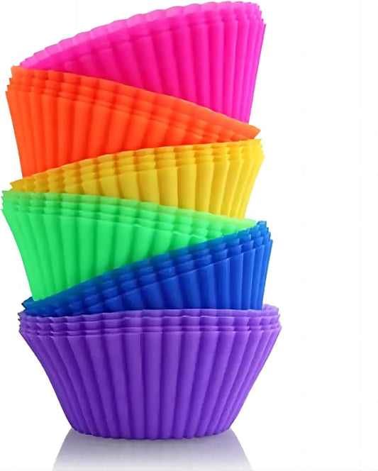 12PCS Silicone Cupcake Baking Cups, 2.75 inch, Muffin Cupcake Liners for Party, Multicolor
