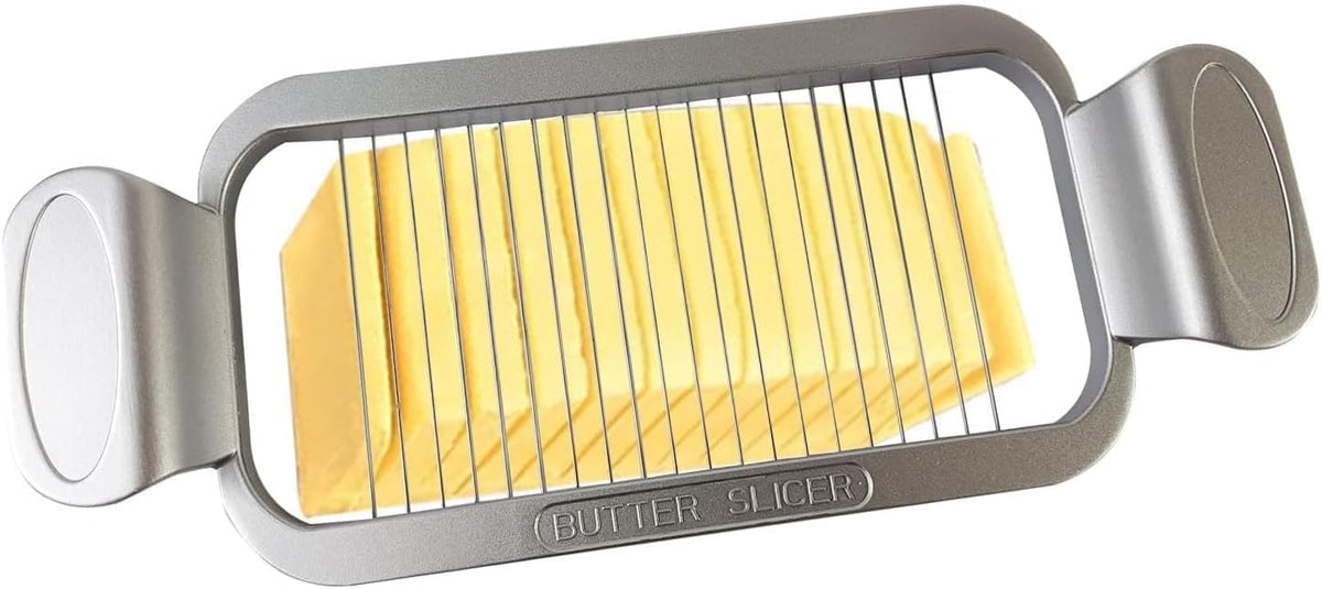 Large Butter Cutter Banana Slicer, Heavy Duty Aluminum & Stainless Steel Wires, Multipurpose Slicer for Butter, Cheese, Banana, Boiled Egg, Strawberry, Dishwasher Safe Kitchen Cutting Tool