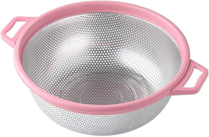 HiramWare Stainless Steel Colander with Handle and Legs, 5 Qt, Green