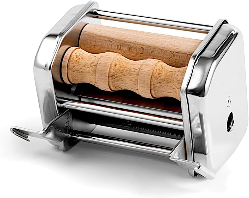 Pasta Maker Machine by Imperia- Heavy Duty Steel Construction w Easy Lock Dial and Wood Grip Handle- Model 190