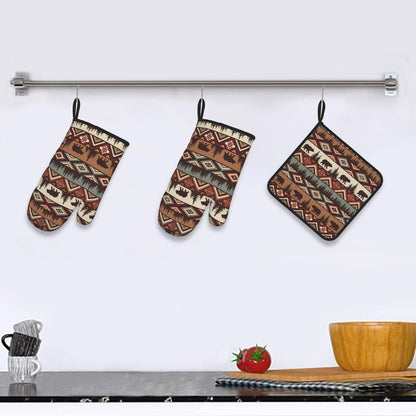 Boho Floral Oven Mitts and Pot Holders Sets of 3, Cute Baker Stuff