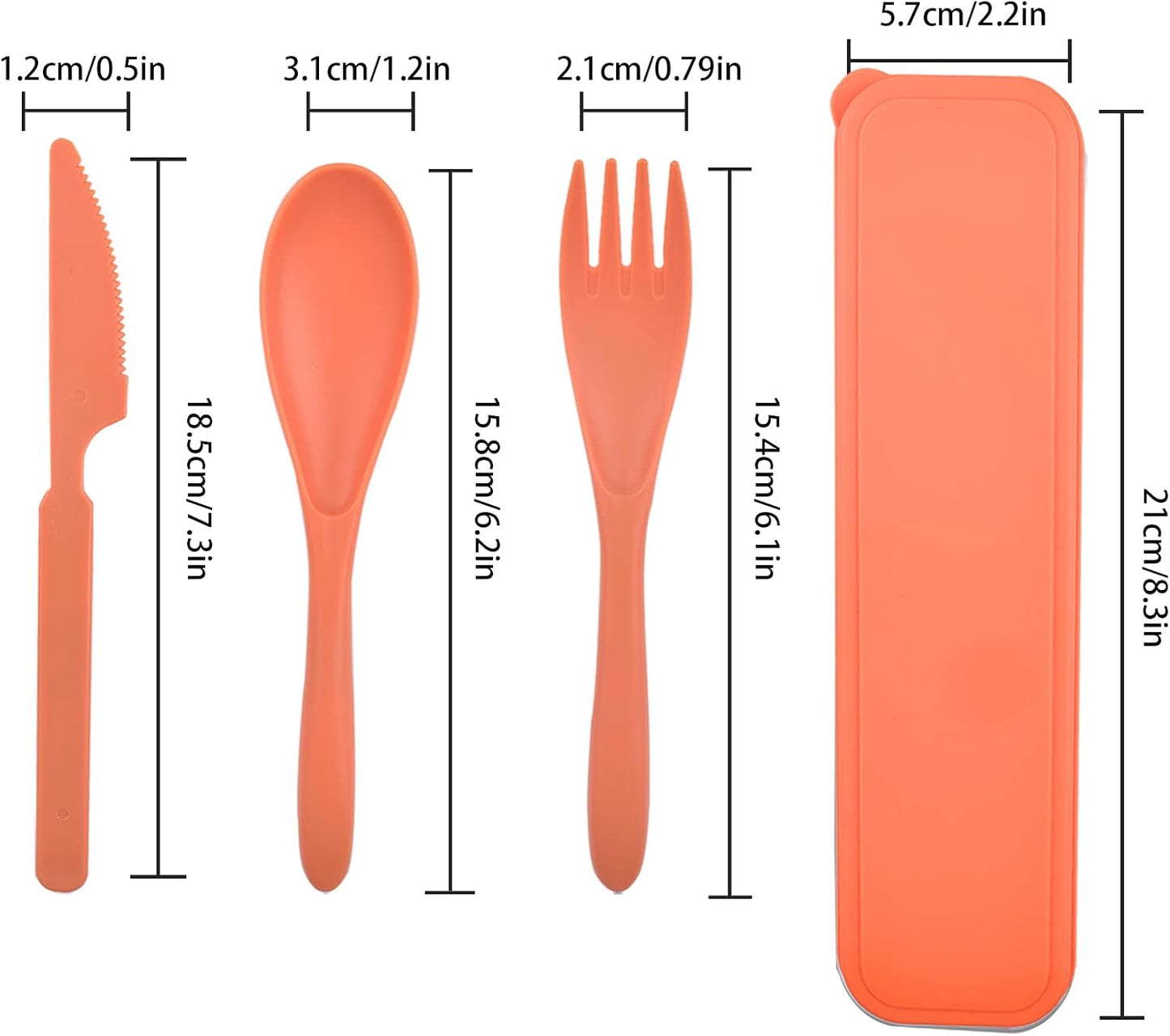 Reusable Travel Utensils Set with Case, 4 Sets Plastic Portable Knife Fork Spoons Tableware for Kids Adults Travel Picnic Camping Utensils