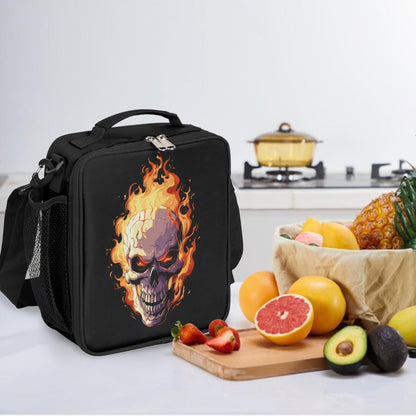 cfpolar Skull Skateboard Lunch Box for Boys Girls, Insulated Lunch Bags for Kids Reusable Mini Cooler Lunch Tote Lunchbox Thermal Meal Tote Kit with Shoulder Strap for Work School Picnic