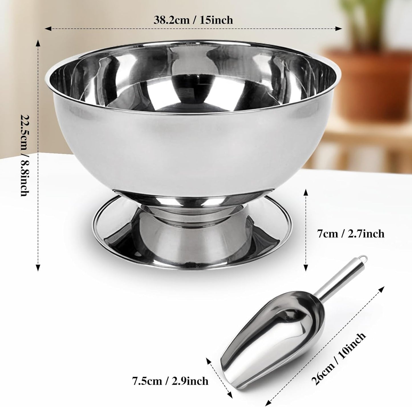 12L Large Ice Bucket for Parties,Silver Stainless Steel Beverage Tub with Scoop – Champagne Bucket for Mimosa Bar Supplies, Wine Cooler Bucket, Drink Bucket for Celebrations