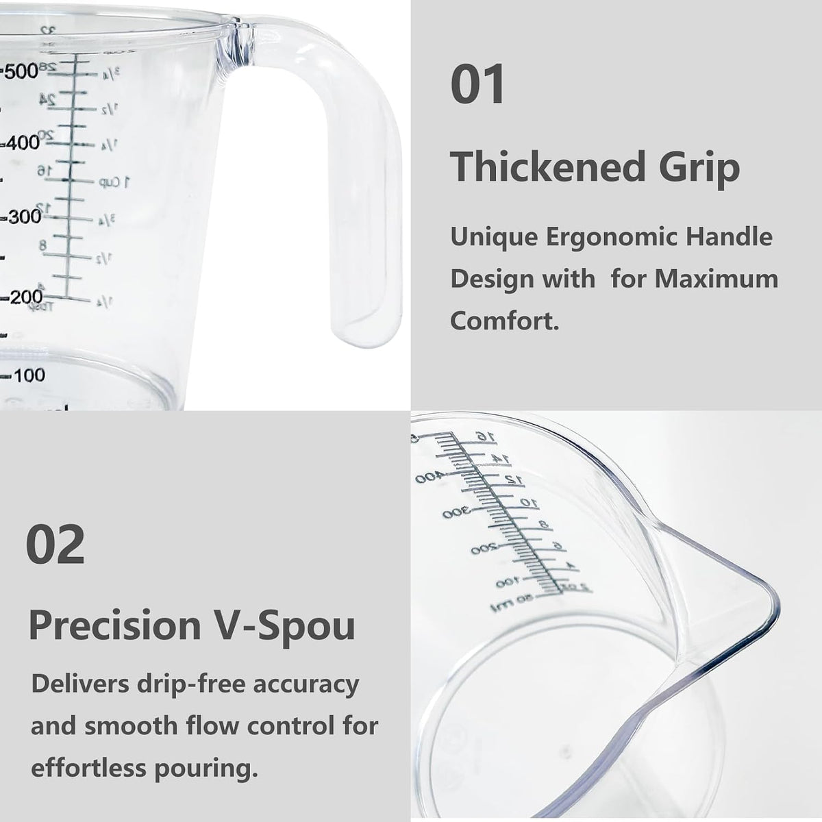 Plastic Measuring Cup with Handle, Pool Chemical Measuring Cup, Plastic Measuring Pitcher for Liquid Mixing, Pouring, Lawn Care, Pet Food, Motor Oil, Laboratory and More (32, Fluid Ounces, 1000ml)