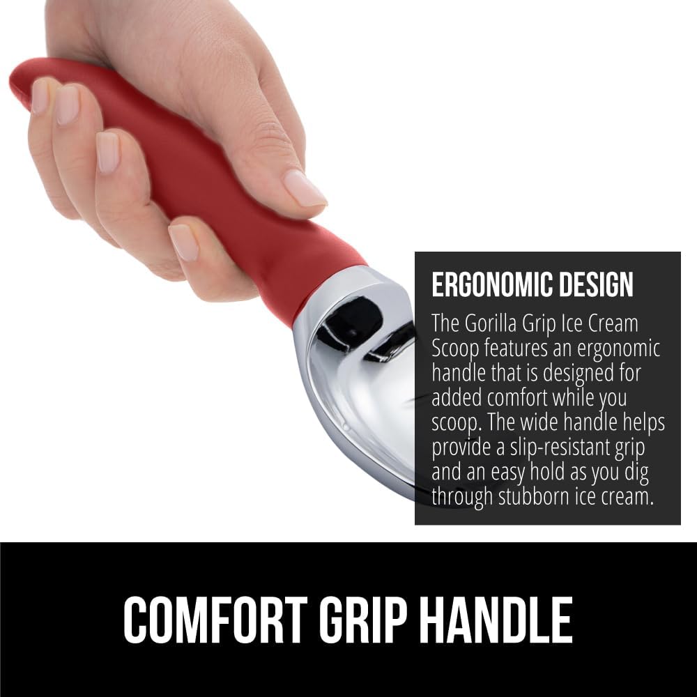 GORILLA GRIP® Heavy Duty Ice Cream Scoop, Professional Scooper, Black