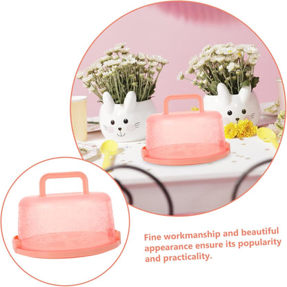 Portable Cake Carrier 9.84 Inch Transparent Plastic Cake Box with Handle and Lid for Household Baking Storage and Outdoor Transport