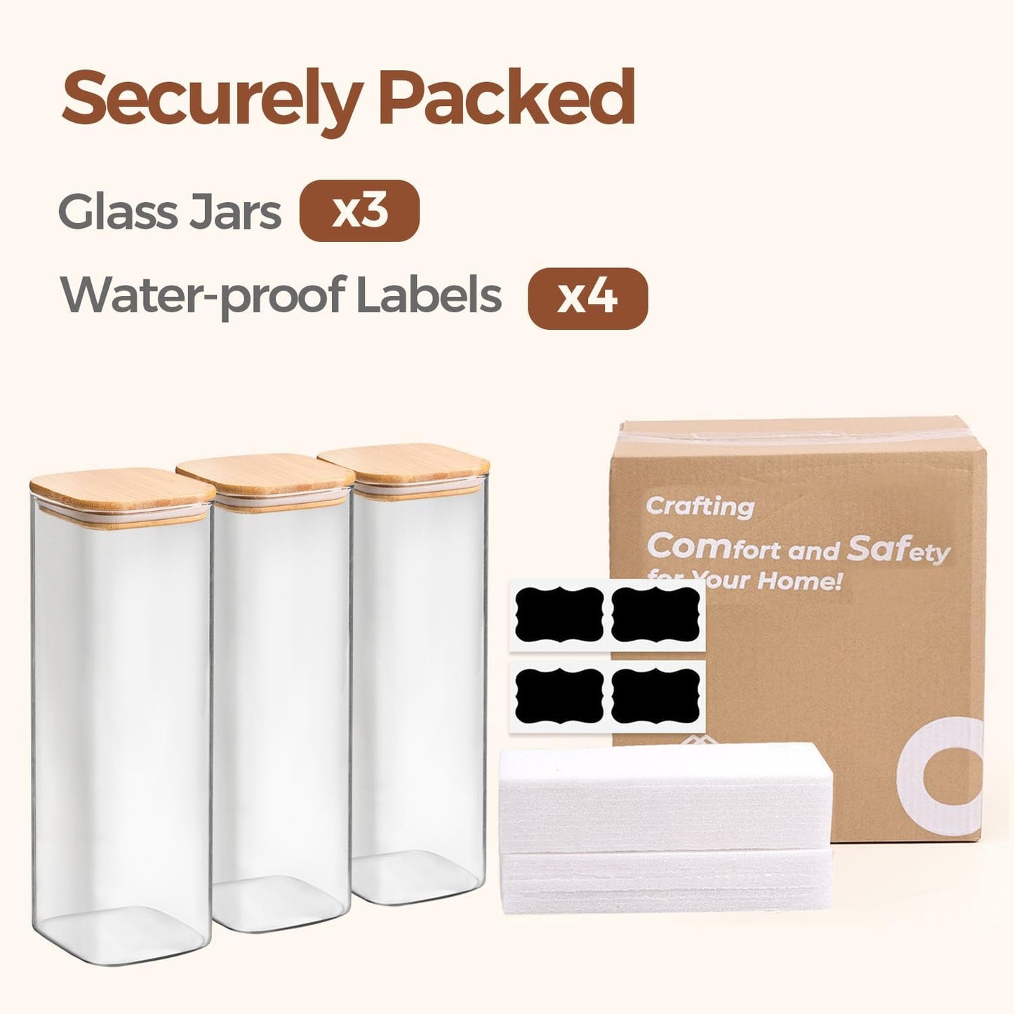 ComSaf 2Pcs Large Glass Storage Containers with Lids 4Qt, 1 Gallon Wide Mouth Flour Sugar Storage Containers, Large Capacity and Sealed for Rice, Cereal, Oat, Easy Clean and Scoop, Pantry Organization