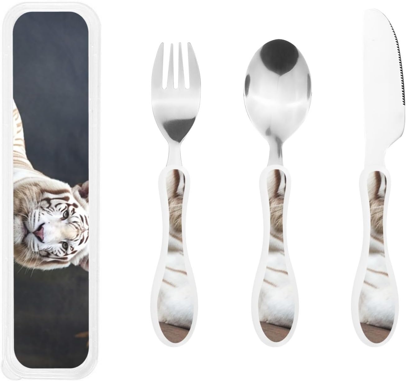 3-Piece Kids Silverware Set With Storage Case, Stainless Steel Reusable Children Safe Knife Spoon Fork Set Airplane Sunset Children Flatware Set For Kids Lunch Box