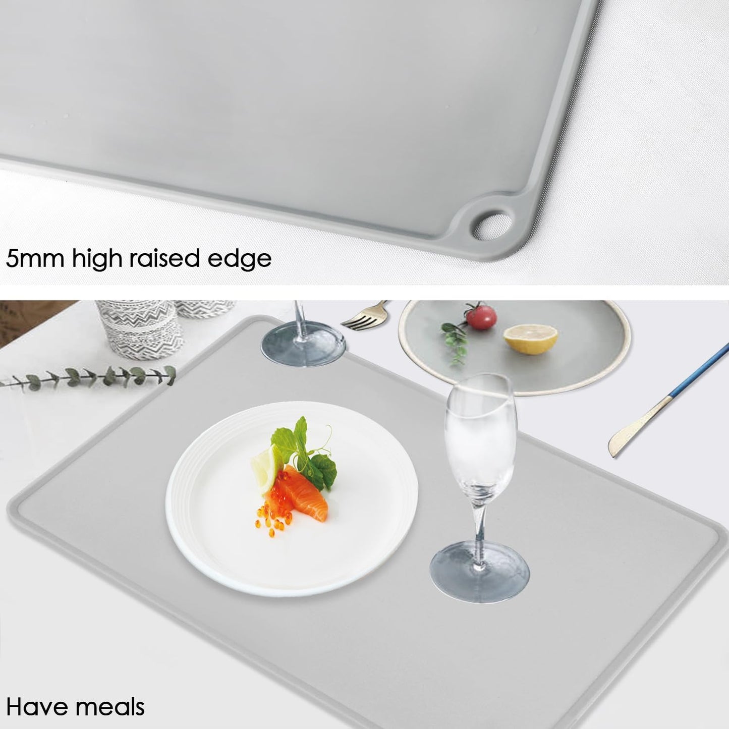 Extra Large Silicone Mat, 31.5x23.6 Inch Heat Resistant Mat for Kitchen Counter, Non Stick Silicone Baking Mat for Dough and Pastry, Thick Silicone placement Countertop Protector, Black countertop mat
