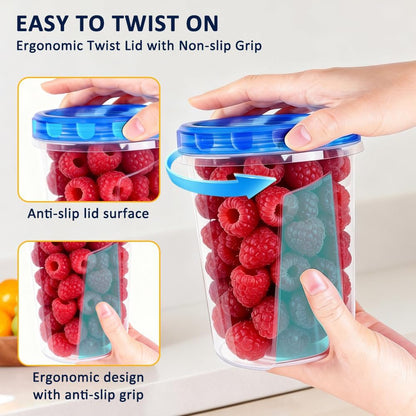 10 Pack 17oz Reusable Freezer Storage Containers with Twist Top Lids Airtight, Clear Plastic Food Storage Meal Prep Containers for Leftover Lunch Fruit Salad Snack, Small Soup Container Microwave Safe