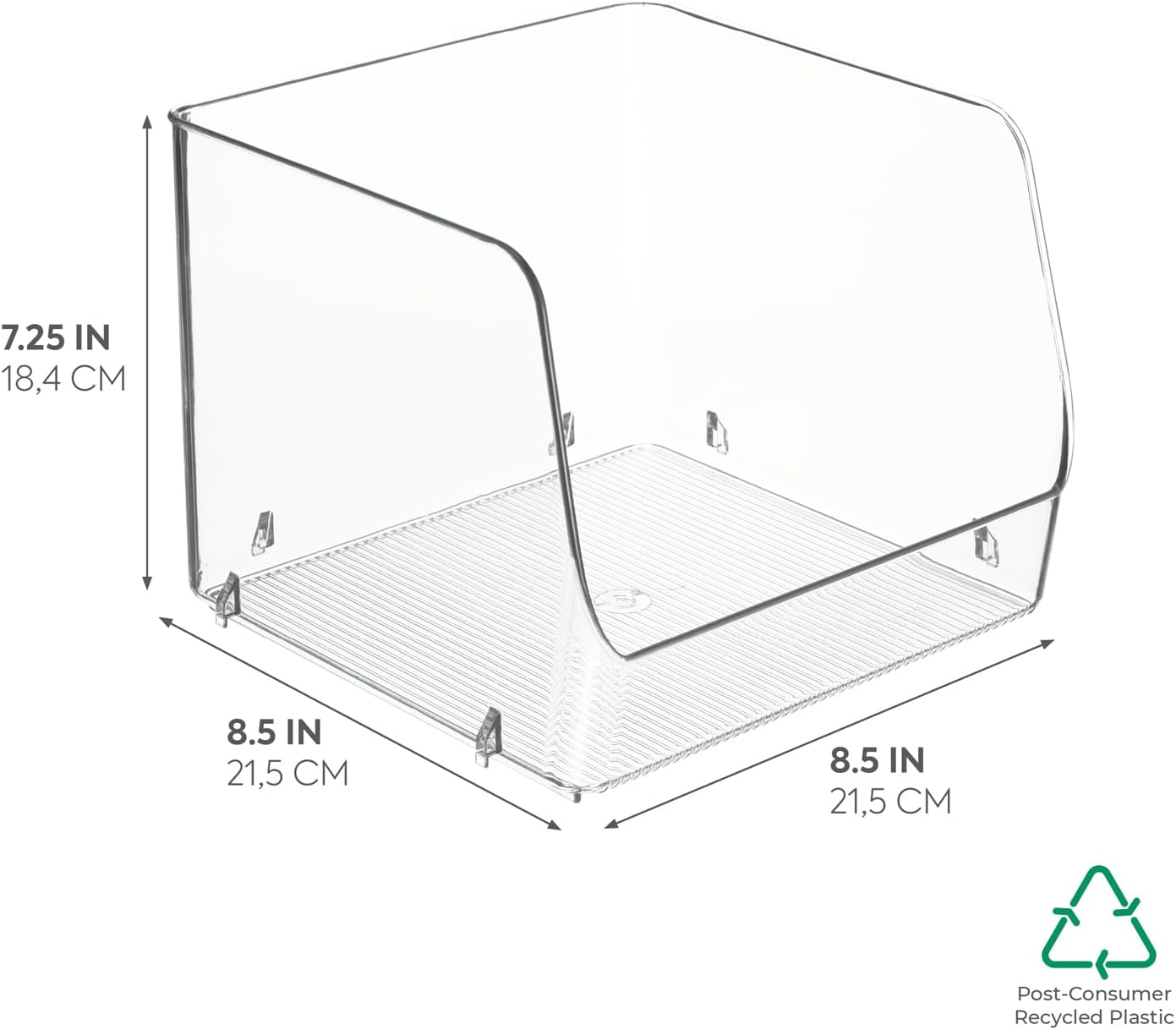 iDesign Linus Stacking Organizer Bins for Kitchen, Pantry, Office, Bathroom, Extra Large-Clear