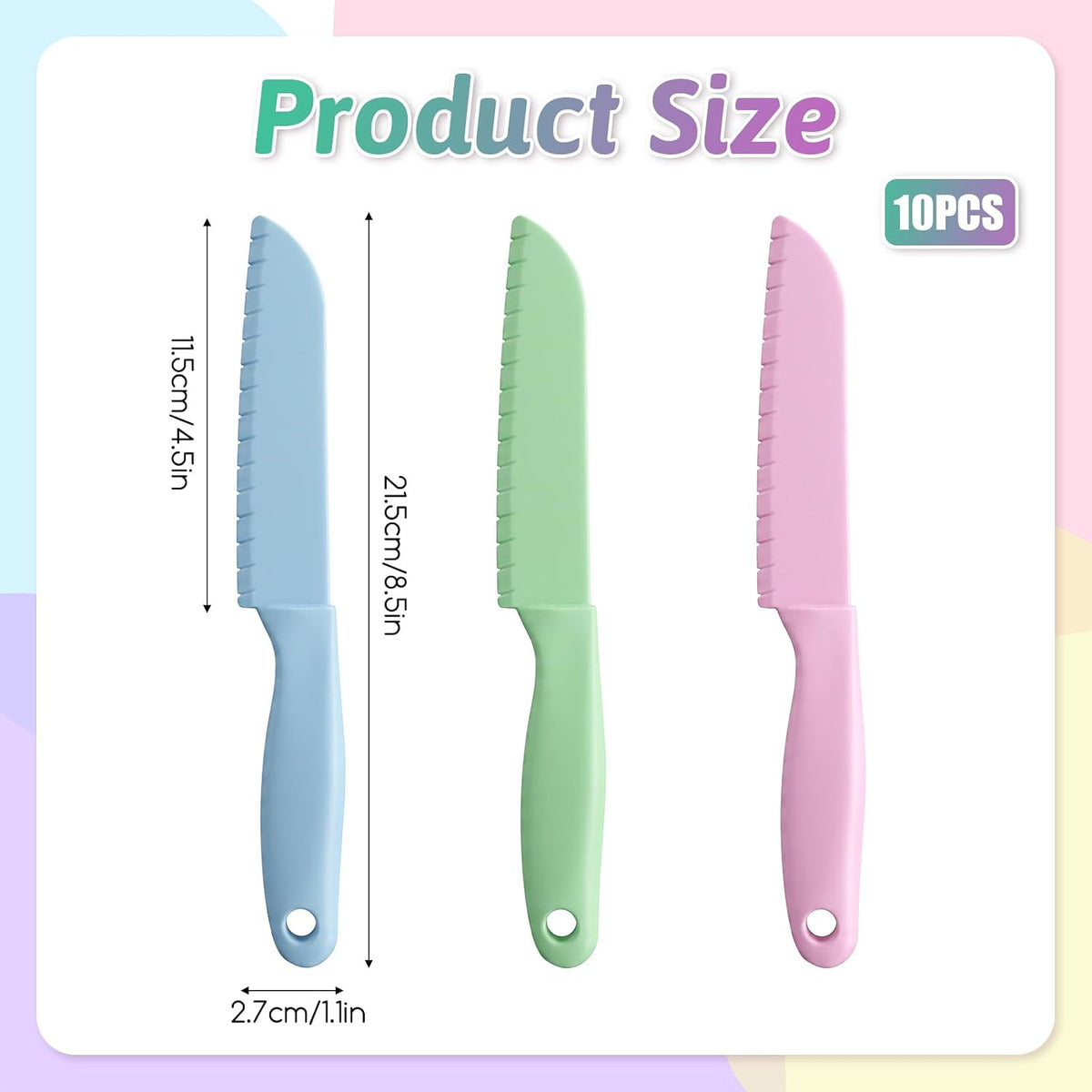 10 Pcs Lettuce Knife Cutter Set, 8.5 Inch Plastic Cake Knife