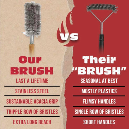 BBQ-AID Grill Brush for Outdoor Grill Bristle Free - 18" BBQ Brush for Grill Cleaning Kit - Safe BBQ Grill Cleaner Brush and Scraper - Stainless Grill Cleaning Brush for Any Grill, Grill Accessories