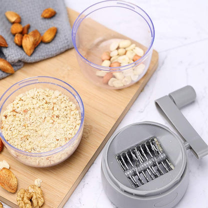 Manual Nut Grinder, Hand Crank Nut Chopper, Portable Food Mincer, Gray