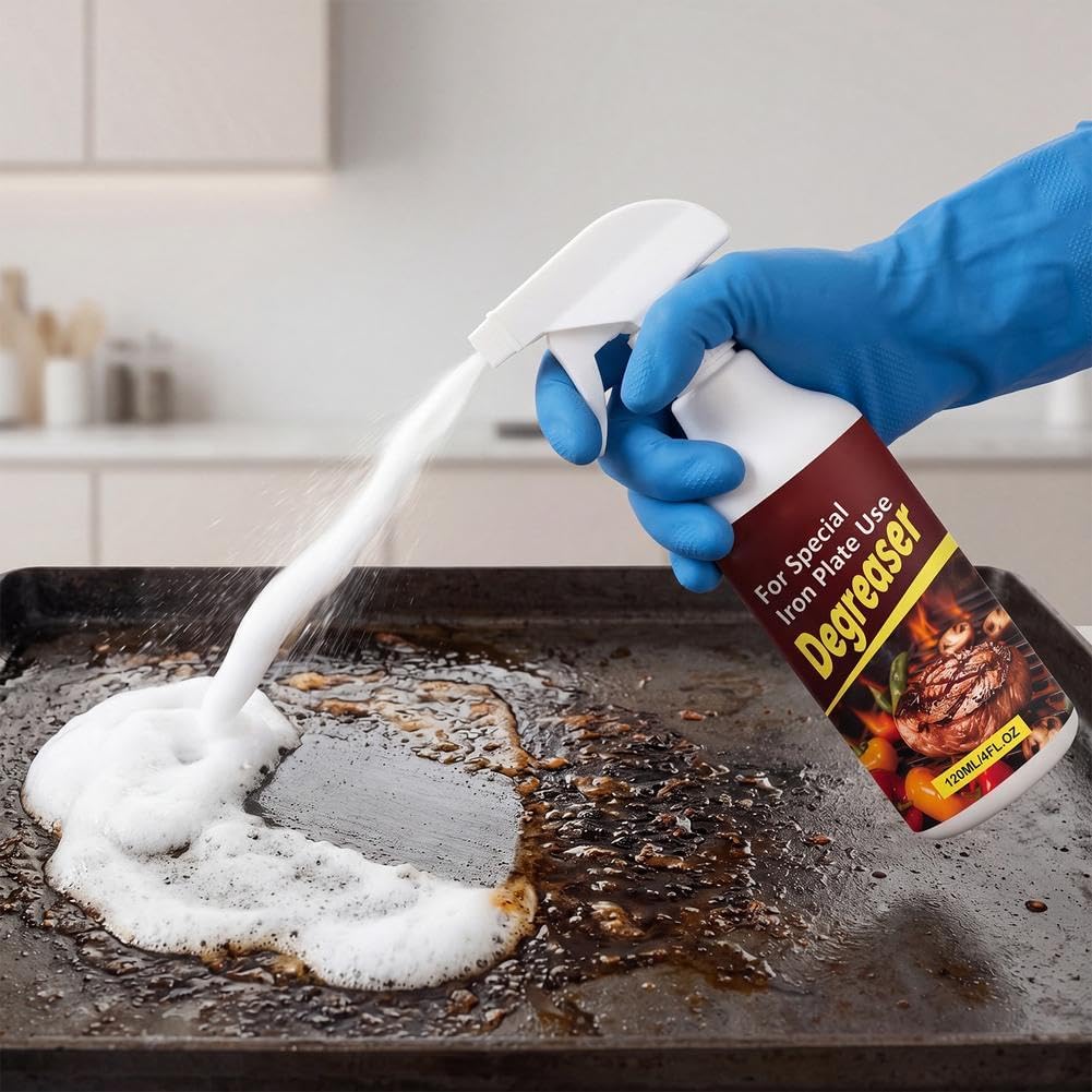 Grill Degreaser Spray 120ml – Heavy Duty BBQ Cleaner with Foaming Action, Fast-Acting for Stubborn Grease & Burnt Food on Grates, Stainless Steel, Oven