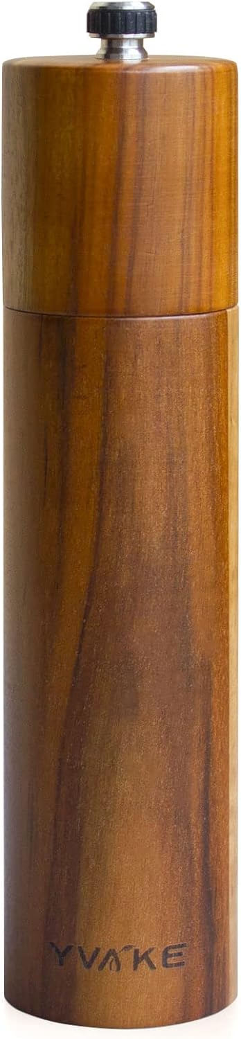 8 Inch Manual Wooden Salt and Pepper Grinder, Refillable Mill