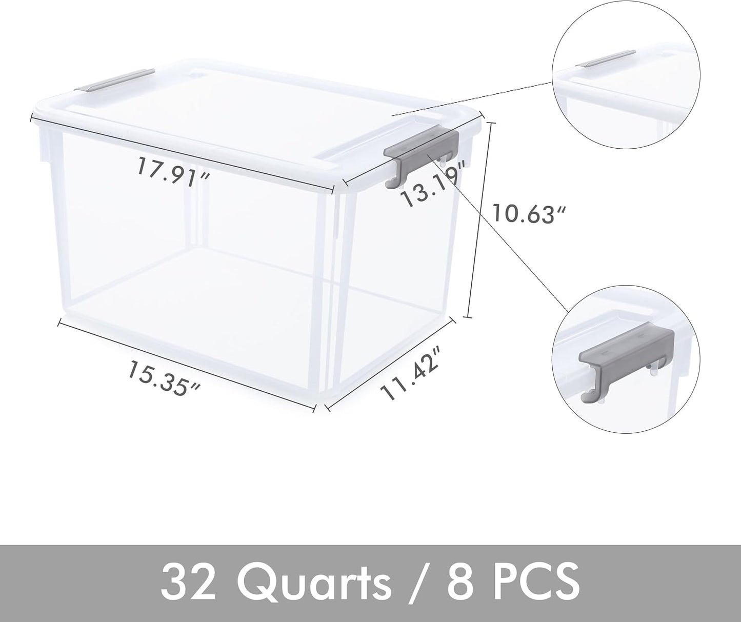 Citylife 32 QT Plastic Storage Bins with Latching Lids Stackable Storage Containers for Organizing Large Clear Storage Box for Garage, Closet, Kitchen, 4 Packs