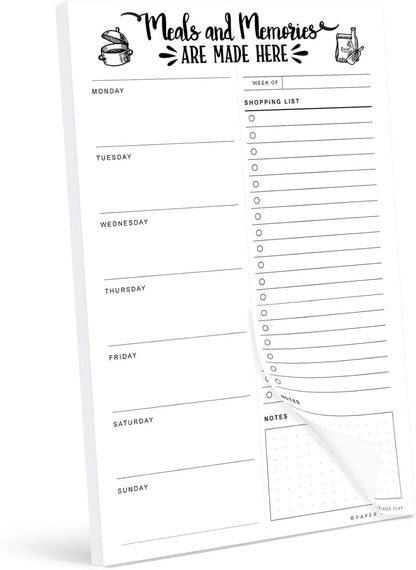 Magnetic Meal Planning Pad for Fridge 52 Undated Tear-off Sheets, 6x9 Inch Meal Planning Notepad for Meal Planner & Grocery List with Magnet, Weekly Meal Planner with Tear Off Shopping List