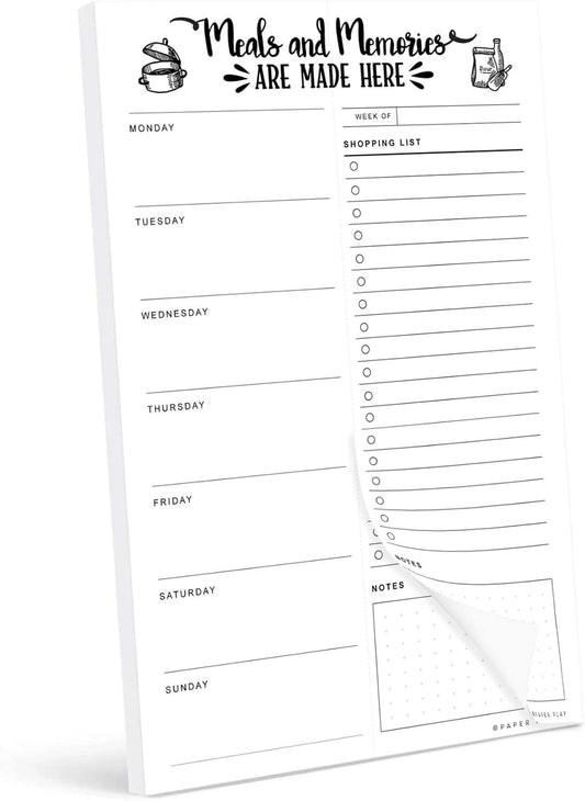 Magnetic Meal Planning Pad for Fridge 52 Undated Tear-off Sheets, 6x9 Inch Meal Planning Notepad for Meal Planner & Grocery List with Magnet, Weekly Meal Planner with Tear Off Shopping List