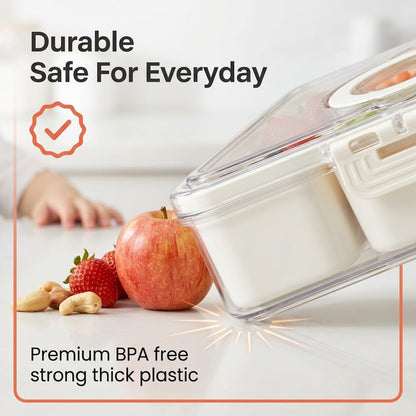 Dishwasher Safe Snackle Box Container 11 Removable Compartments - Divided Serving Tray with Lid and Handle - Portable Snack Box BPA Free - Premium PCTG Plastic Beach Snack Containers