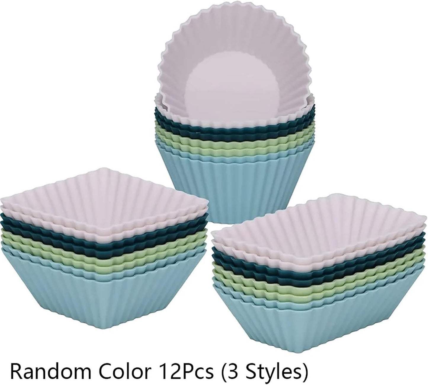 12Pcs Silicone Cupcake Liners Non-Stick Jumbo Reusable Muffin Baking Utensil, Bento Box Dividers, And Lunch Box Organization