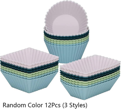 12Pcs Silicone Cupcake Liners Non-Stick Jumbo Reusable Muffin Baking Utensil, Bento Box Dividers, And Lunch Box Organization